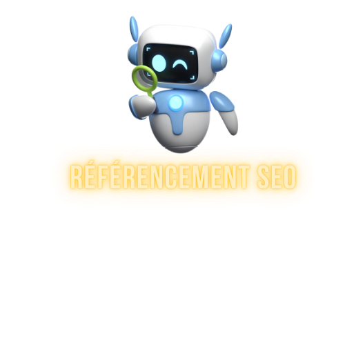 carte de présentation des services référencement naturel SEO avec un robot